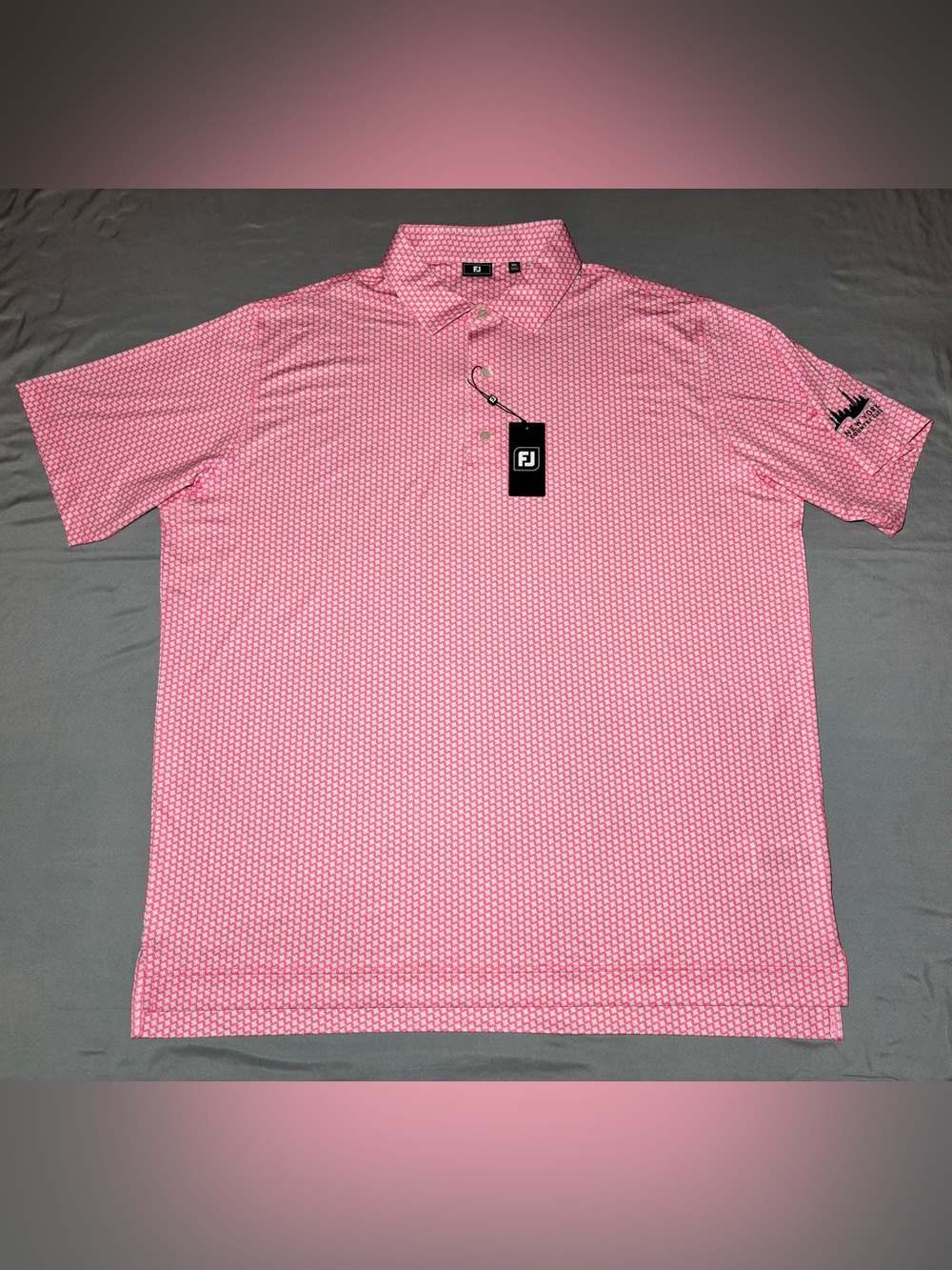 FootJoy Houndstooth Geo Lisle Golf Polo Pink Lemonade Men’s Size XXL